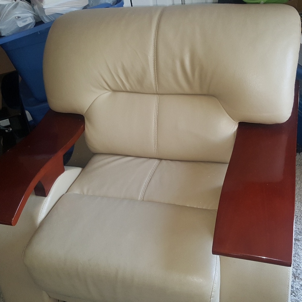 Raymour and flanigan manilla leather couch set